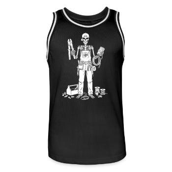 Électricien squelette avec boîte à outils - Maillot de basket Homme - noir/blanc - Devant - AI Model Male 185 dark (185cm)