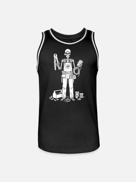 Skeleton Electrician with Toolkit - Men's Basketball Jersey - black/white