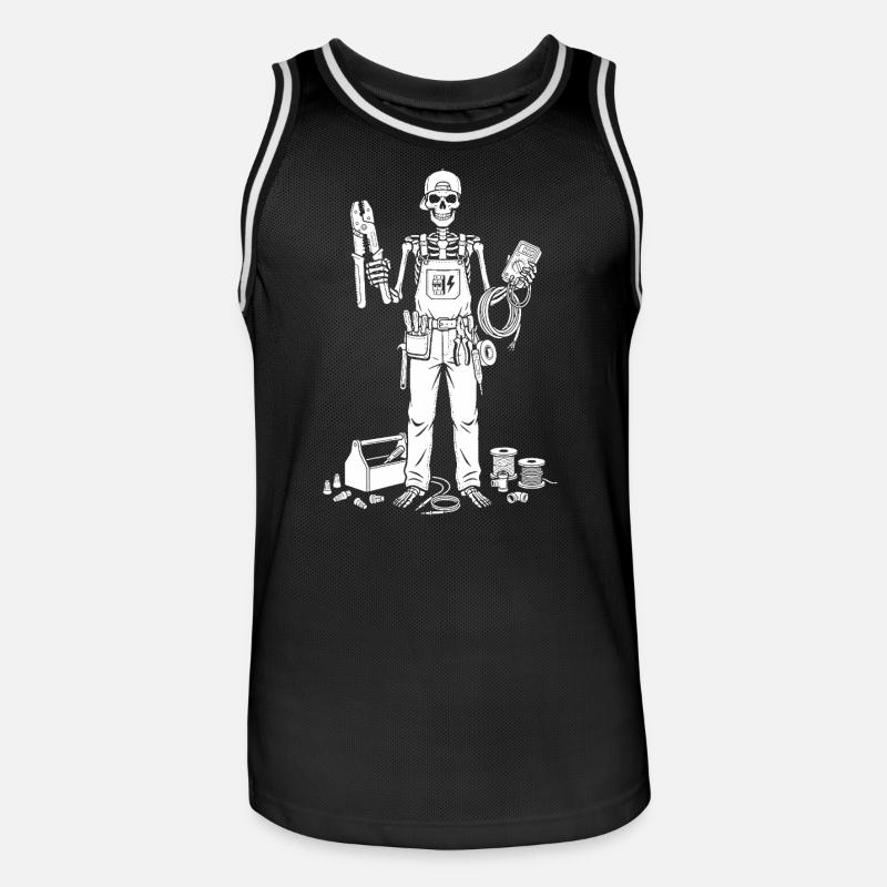 Skeleton Electrician with Toolkit - Men's Basketball Jersey - black/white