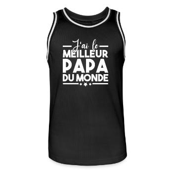 J ai le meilleur papa du monde - Maillot de basket Homme - noir/blanc - Devant - AI Model Male 185 dark (185cm)