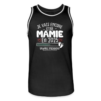 Je Vais Encore être Mamie En 2025 - Maillot de basket Homme - noir/blanc - Devant - AI Model Male 185 dark (185cm)