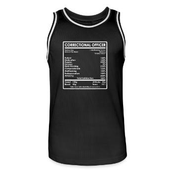 Correctional Officer Facts - Men's Basketball Jersey - black/white - Front - AI Model Male 185 dark (185cm)