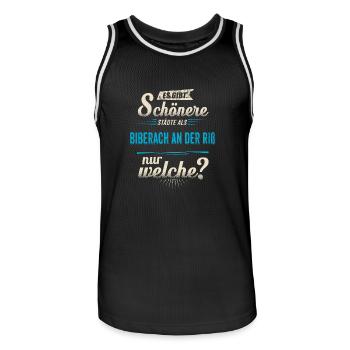 Heimat Stadt - Biberach an der Riß - blau retro - - Männer Basketball-Trikot - Schwarz/Weiß - Vorne - AI Model Male 185 dark (185cm)