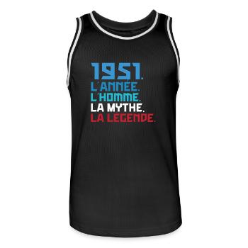 1951 L'année L'homme La Mythe La Légende - Maillot de basket Homme - noir/blanc - Devant - AI Model Male 185 dark (185cm)