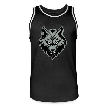 Wolf Kopf Symbol - Männer Basketball-Trikot - Schwarz/Weiß - Vorne - AI Model Male 185 dark (185cm)