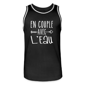 Couples with Water, Water Fans Gift - Men's Basketball Jersey - black/white - Front - AI Model Male 185 dark (185cm)