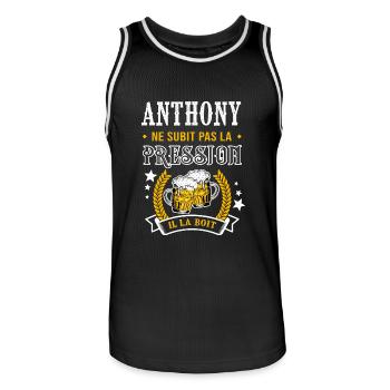 Anthony bière anthony cadeau anthony fêtes - Maillot de basket Homme - noir/blanc - Devant - AI Model Male 185 dark (185cm)