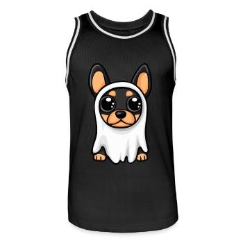 Dobermann Hund Halloween Lustig Geist - Männer Basketball-Trikot - Schwarz/Weiß - Vorne - AI Model Male 185 dark (185cm)