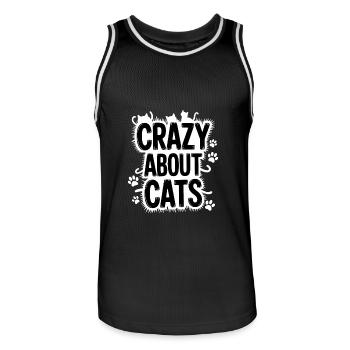 Crazy About Cats Katzen - Men's Basketball Jersey - black/white - Front - AI Model Male 185 dark (185cm)