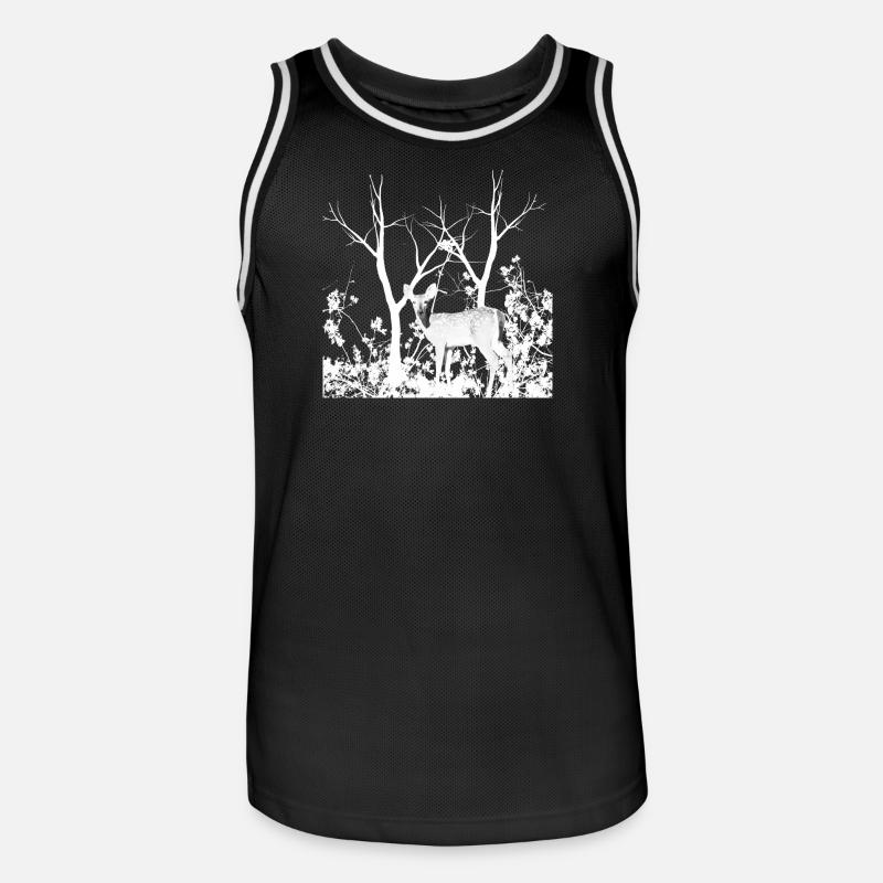 Biche Gracieuse Forêt Sauvage - Maillot de basket Homme - noir/blanc