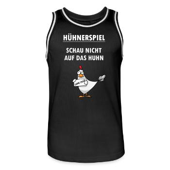 Hühnerspiel Sprüche Lustig witzig heiter Spiel - Männer Basketball-Trikot - Schwarz/Weiß - Vorne - AI Model Male 185 dark (185cm)