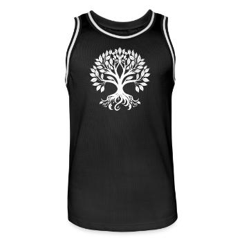 Tree of Life, Tree Symbol, Tree Logo - Men's Basketball Jersey - black/white - Front - AI Model Male 185 dark (185cm)