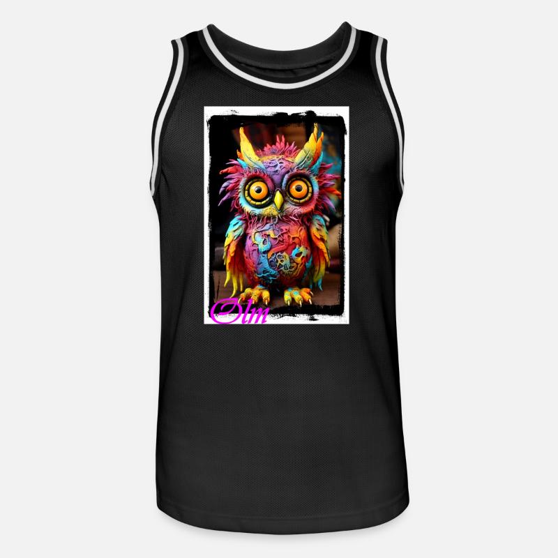 Bunte Fantasiewelt Eulenfigur Puppe Textil Märchen - Männer Basketball-Trikot - Schwarz/Weiß