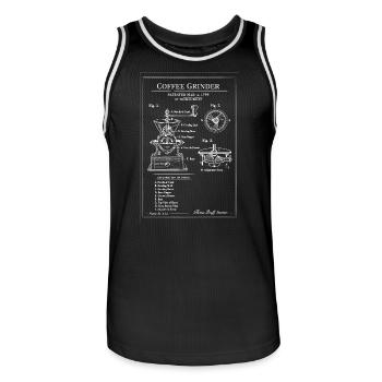 Vintage Coffee Grinder Blueprint - Men's Basketball Jersey - black/white - Front - AI Model Male 185 dark (185cm)