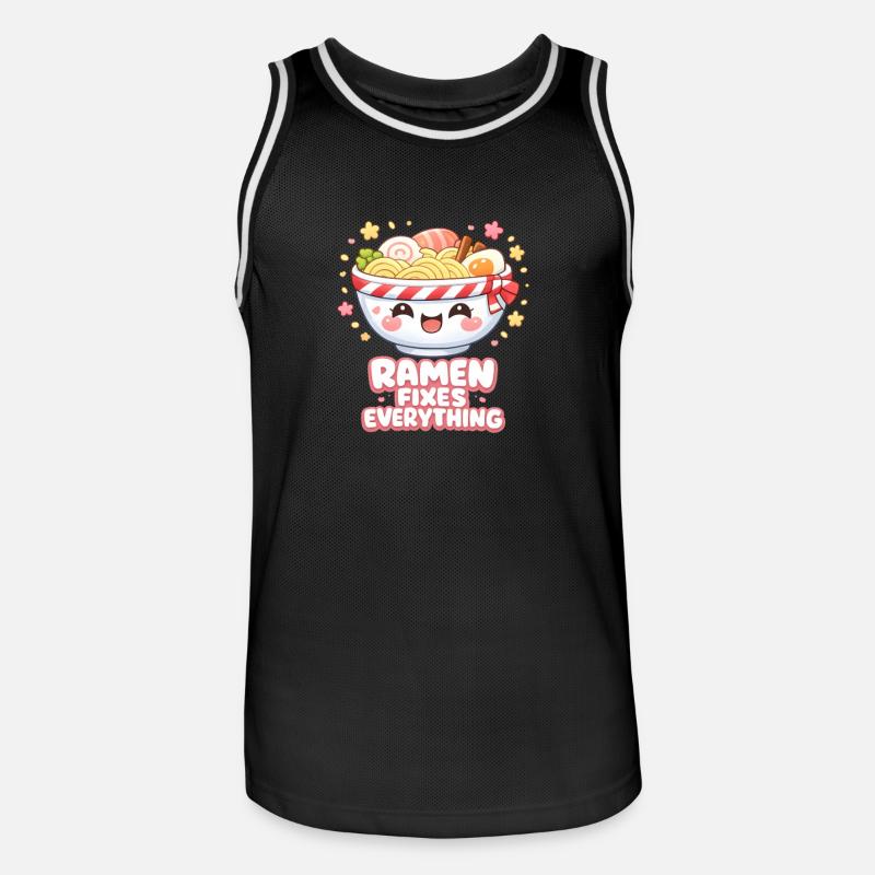 Ramen fixes everything - Männer Basketball-Trikot - Schwarz/Weiß
