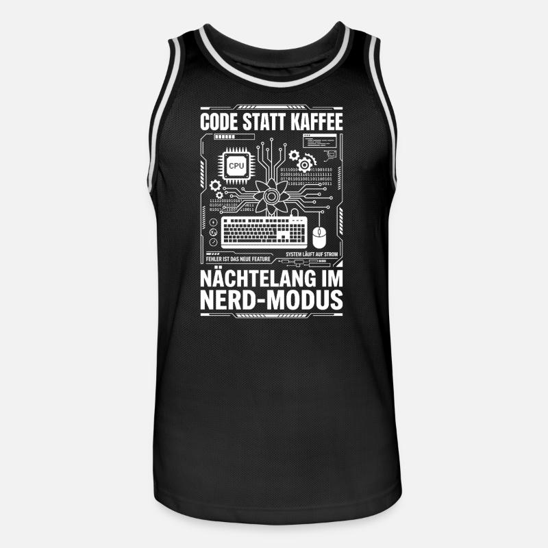 Code statt Kaffee Nerd-Modus - Männer Basketball-Trikot - Schwarz/Weiß