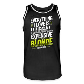 Everything I Love Illegal Expensive Blonde Männer - Männer Basketball-Trikot - Schwarz/Weiß - Vorne - AI Model Male 185 dark (185cm)