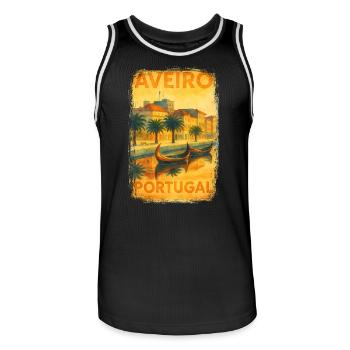Aveiro, Portugal – Affiche aquarelle Moliceiros - Maillot de basket Homme - noir/blanc - Devant - AI Model Male 185 dark (185cm)