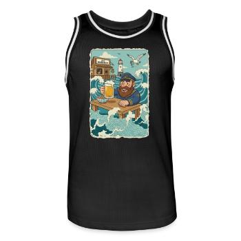 Last North Sea pub - Men's Basketball Jersey - black/white - Front - AI Model Male 185 dark (185cm)