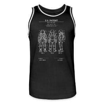 Costume rétro breveté d’astronaute - Maillot de basket Homme - noir/blanc - Devant - AI Model Male 185 dark (185cm)