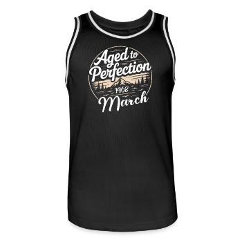 Birthday present march 1968 - Men's Basketball Jersey - black/white - Front - AI Model Male 185 dark (185cm)