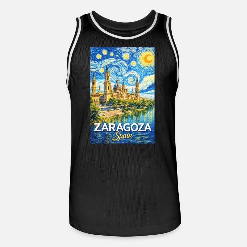 Saragozza, Spagna - Maglia da basket per uomo - nero/bianco