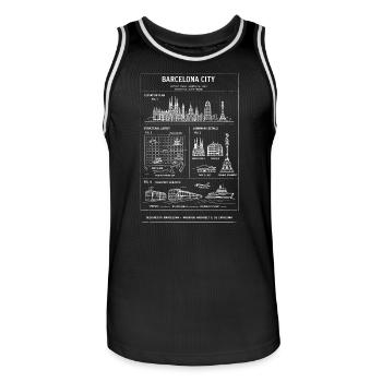 Barcelona Skyline Blueprint - Männer Basketball-Trikot - Schwarz/Weiß - Vorne - AI Model Male 185 dark (185cm)