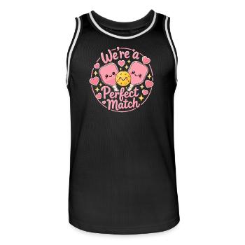 Pickleball Love: The Perfect Kawaii Duo - Men's Basketball Jersey - black/white - Front - AI Model Male 185 dark (185cm)