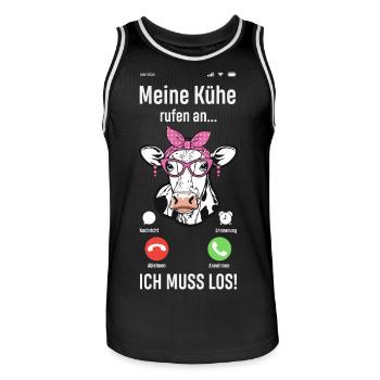 Meine Kühe Rufen An Ich Muss Los Bauer Bäuerin - Männer Basketball-Trikot - Schwarz/Weiß - Vorne - AI Model Male 185 dark (185cm)