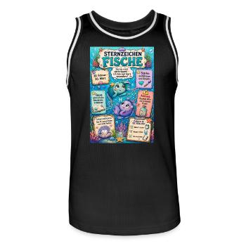Sternzeichen Fische – Träumerisch und kreativ - Männer Basketball-Trikot - Schwarz/Weiß - Vorne - AI Model Male 185 dark (185cm)