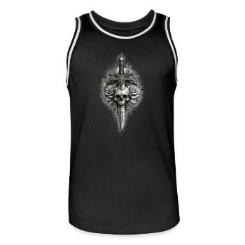 Skull Rose Dagger Gothic Graphic - Men's Basketball Jersey - black/white - Front - AI Model Male 185 dark (185cm)