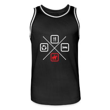 The life cycle of a rider, rider, riding - Men's Basketball Jersey - black/white - Front - AI Model Male 185 dark (185cm)