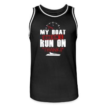 My Boat Doesn't Run On - Men's Basketball Jersey - black/white - Front - AI Model Male 185 dark (185cm)