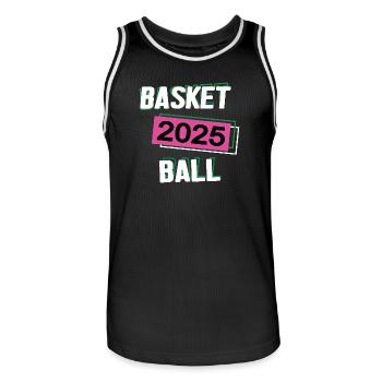 Basketball 2025 Basketballerin Basketballspielerin - Männer Basketball-Trikot - Schwarz/Weiß - Vorne - AI Model Male 185 dark (185cm)