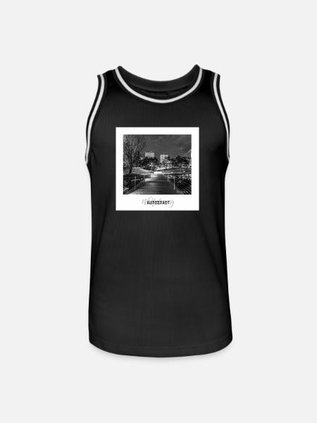 Wolfsburg bei Nacht - Männer Basketball-Trikot - Schwarz/Weiß