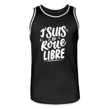 J'suis en roue libre - Maillot de basket Homme - noir/blanc - Devant - AI Model Male 185 dark (185cm)