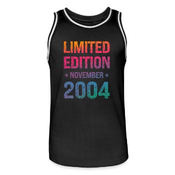 Limited Edition Birthday Party Vintage 2004 - Men's Basketball Jersey - black/white - Front - AI Model Male 185 dark (185cm)