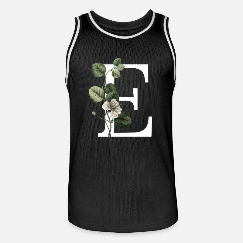 lettre e botanique vert - Maillot de basket Homme - noir/blanc