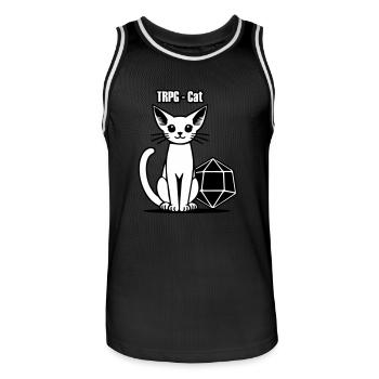 JdR Elven Katze & Würfel - TRPG Cat - Maillot de basket Homme - noir/blanc - Devant - AI Model Male 185 dark (185cm)