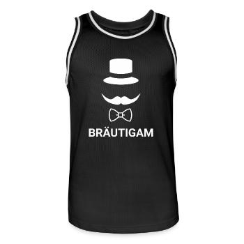 Bräutigam Junggesellenabschied | Gentleman Style - Männer Basketball-Trikot - Schwarz/Weiß - Vorne - AI Model Male 185 dark (185cm)