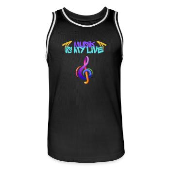 Musik - Männer Basketball-Trikot - Schwarz/Weiß - Vorne - AI Model Male 185 dark (185cm)