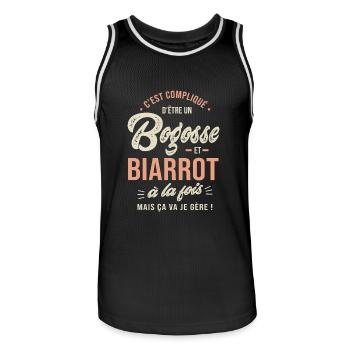 Biarrot Bogosse Cadeau Humour Biarritz 64 - Maillot de basket Homme - noir/blanc - Devant - AI Model Male 185 dark (185cm)
