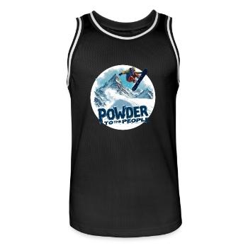 Powder to the People – Snowboard & Powder - Männer Basketball-Trikot - Schwarz/Weiß - Vorne - AI Model Male 185 dark (185cm)
