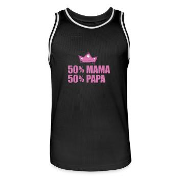 50% Mama 50 % Papa - Geburtstag - Bday|Tolles T-Sh - Männer Basketball-Trikot - Schwarz/Weiß - Vorne - AI Model Male 185 dark (185cm)