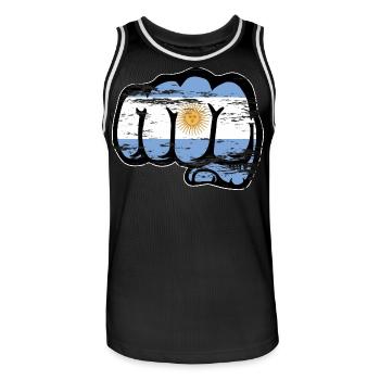 Argentina flag fist used - Men's Basketball Jersey - black/white - Front - AI Model Male 185 dark (185cm)