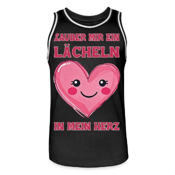 Put a smile on my heart - Men's Basketball Jersey - black/white - Front - AI Model Male 185 dark (185cm)