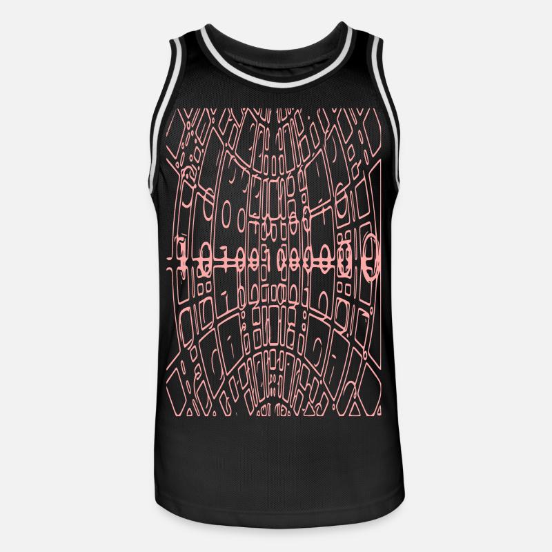 Binary Code Abstract (pink) - Men's Basketball Jersey - black/white