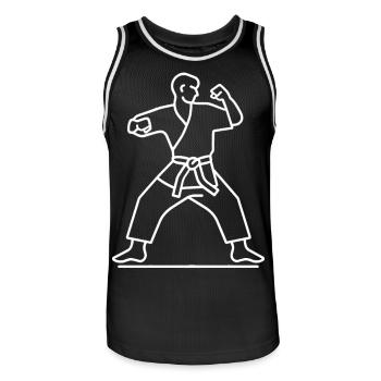 Karateka Skizze - Männer Basketball-Trikot - Schwarz/Weiß - Vorne - AI Model Male 185 dark (185cm)