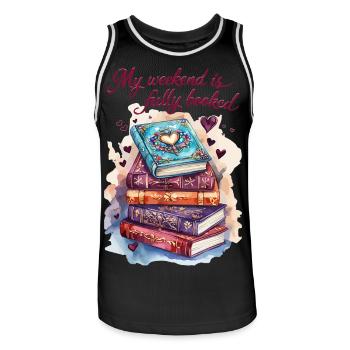 My weekend is completely planned with books - Men's Basketball Jersey - black/white - Front - AI Model Male 185 dark (185cm)