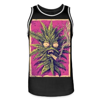 Cannabis Geist im PopArt Stil - Männer Basketball-Trikot - Schwarz/Weiß - Vorne - AI Model Male 185 dark (185cm)